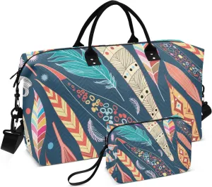Bolaz Duffle Bag for Travel-Funny Folk Style Feather Print， Easy Update Large Magnectic Sticker Refrigerator Magnets Decor Wash Machine Magnet Decals23"x26"