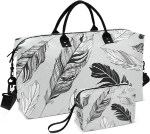Bolaz Duffle Bag for Travel-Grey Feather Pattern， Easy Update Large Magnectic Sticker Refrigerator Magnets Decor Wash Machine Magnet Decals23"x26"