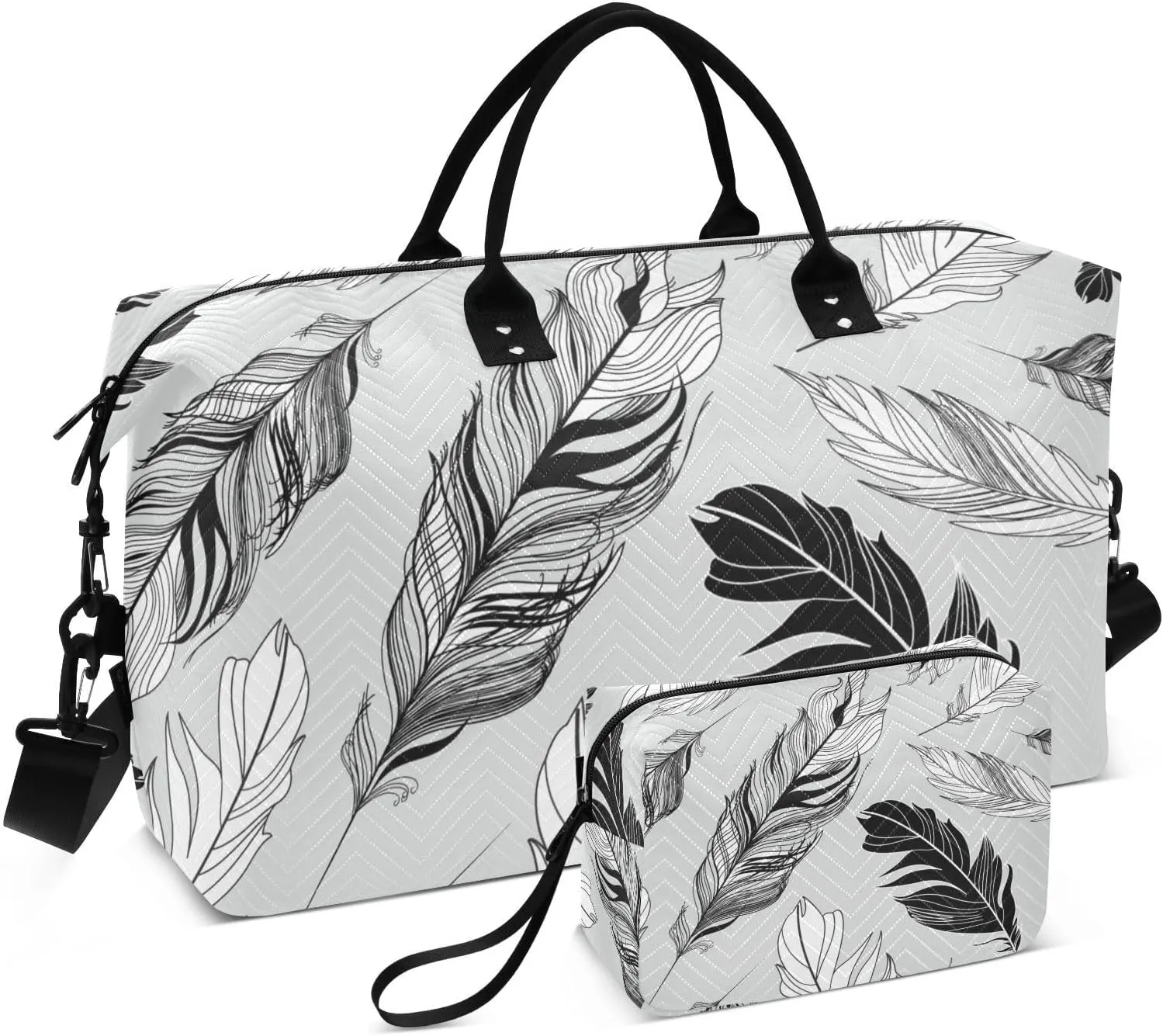 Bolaz Duffle Bag for Travel-Grey Feather Pattern， Easy Update Large Magnectic Sticker Refrigerator Magnets Decor Wash Machine Magnet Decals23"x26"