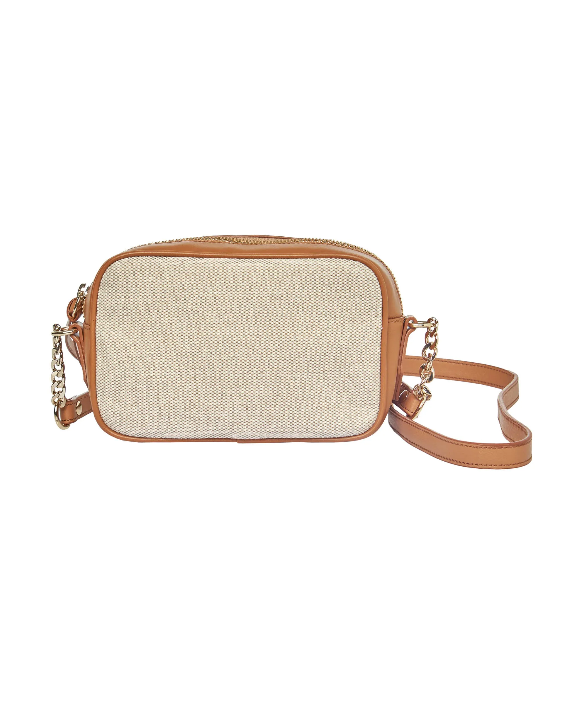 Bolso de hombro de canvas y piel