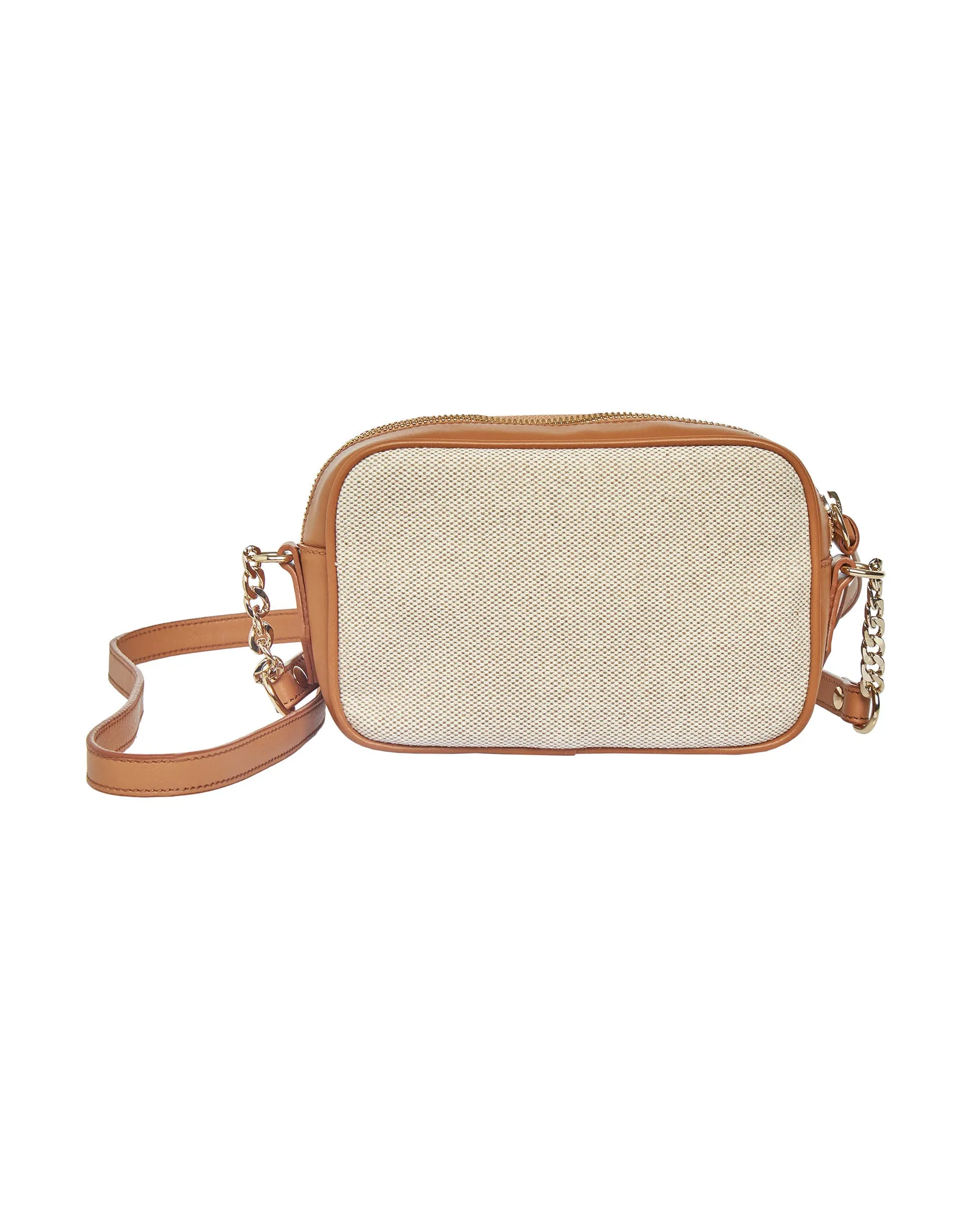 Bolso de hombro de canvas y piel