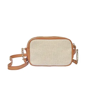 Bolso de hombro de canvas y piel