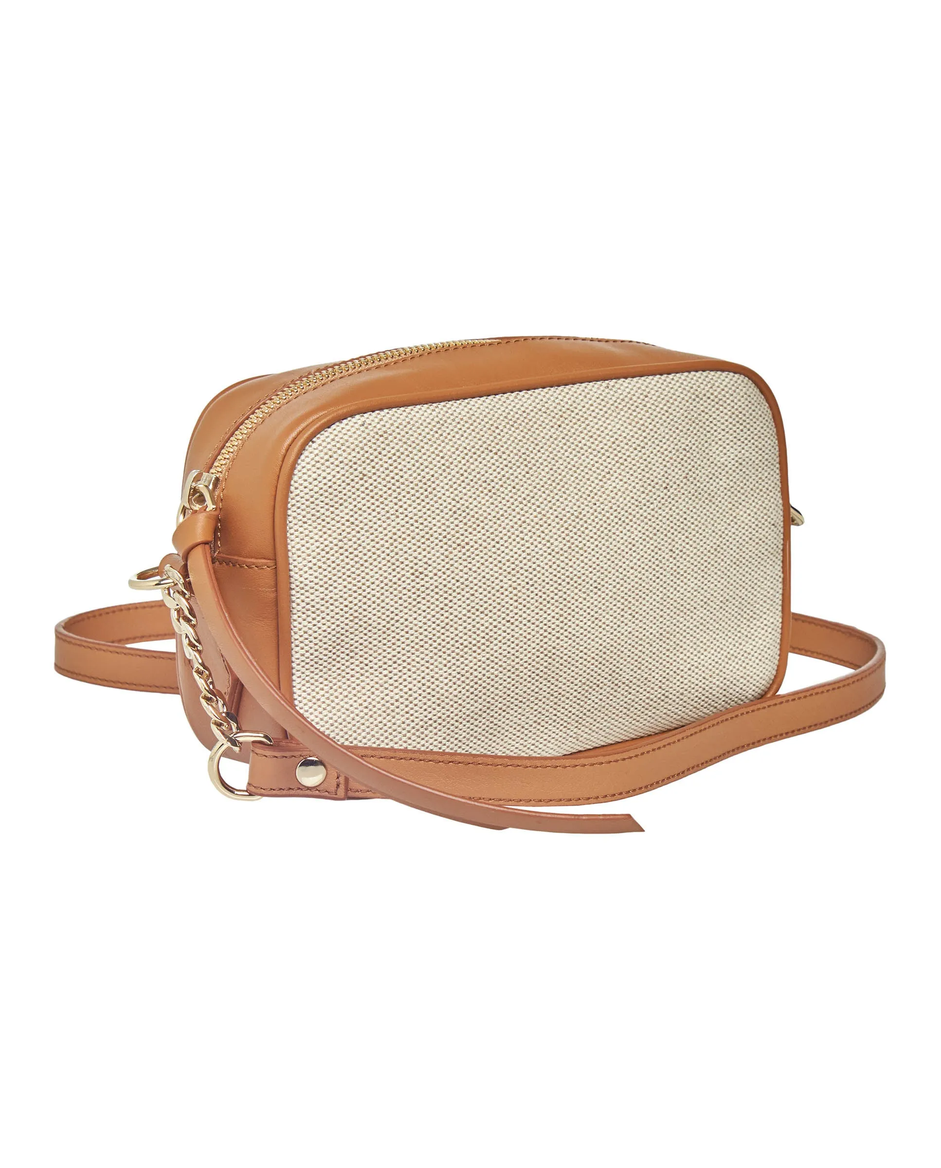 Bolso de hombro de canvas y piel