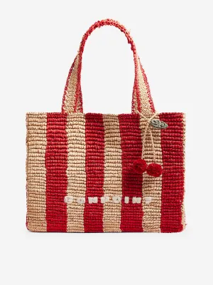 Bonpoint Girls Raffia Esma Tote Bag in Red (33cm)