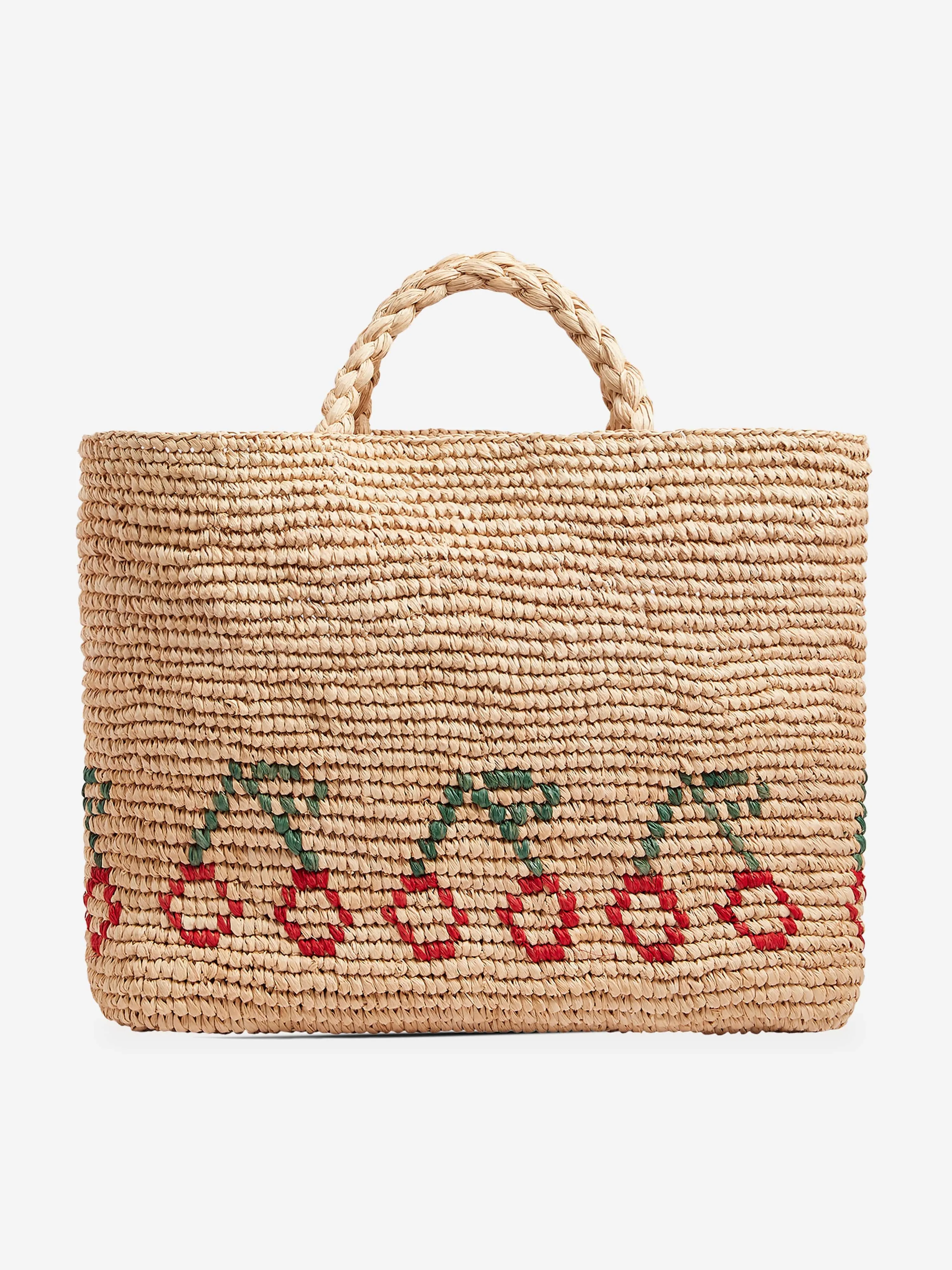 Bonpoint Girls Raffia Tote Bag in Beige (41cm)