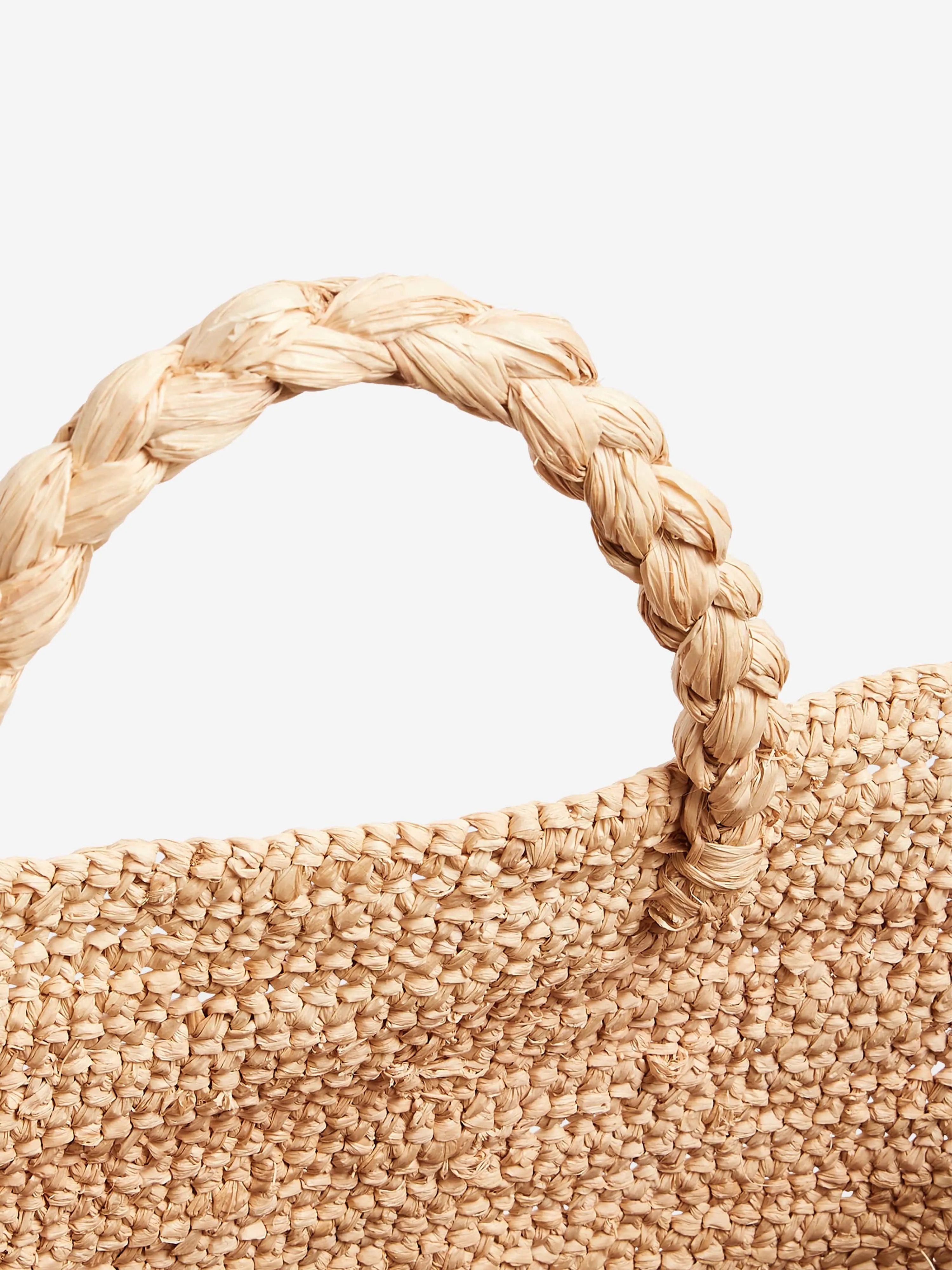 Bonpoint Girls Raffia Tote Bag in Beige (41cm)