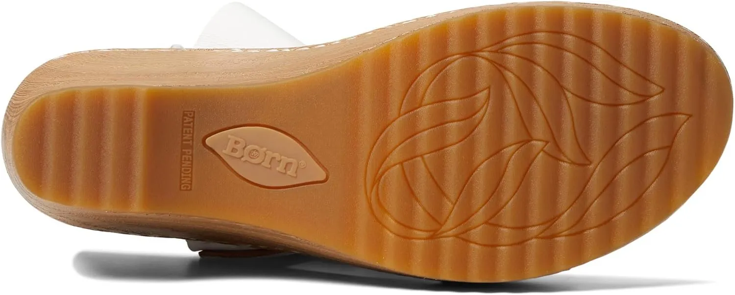 BORN Womens Buckle Leather Wedge Sandals