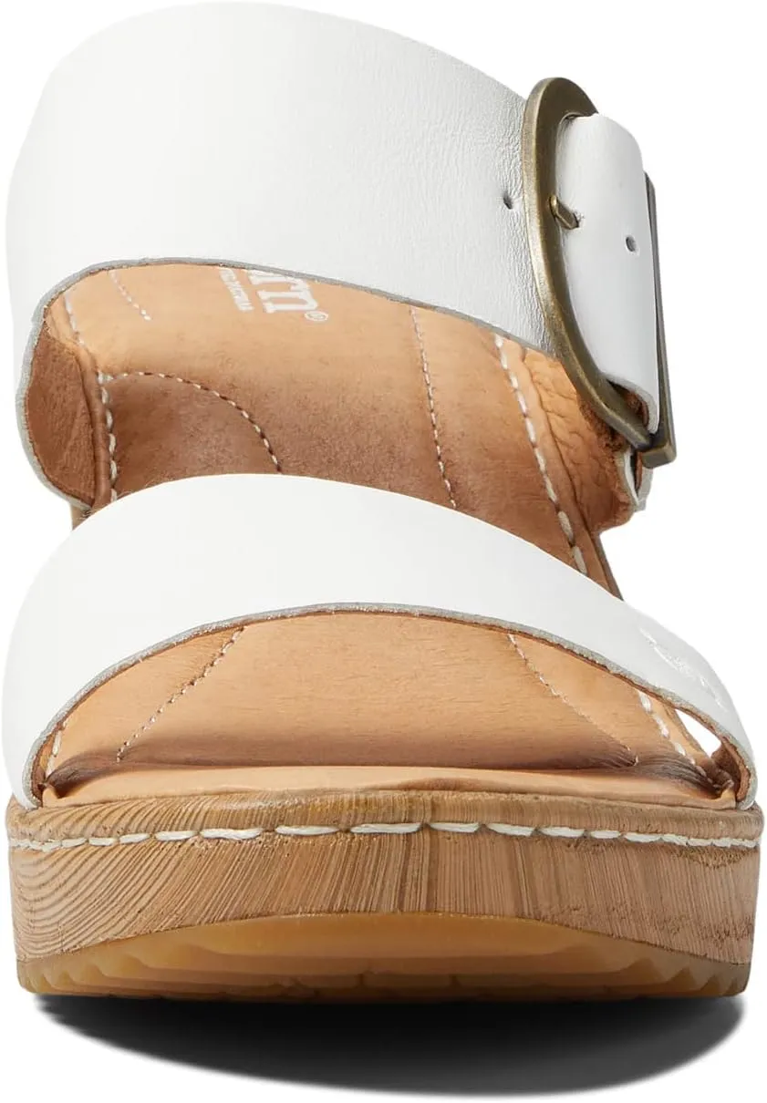 BORN Womens Buckle Leather Wedge Sandals
