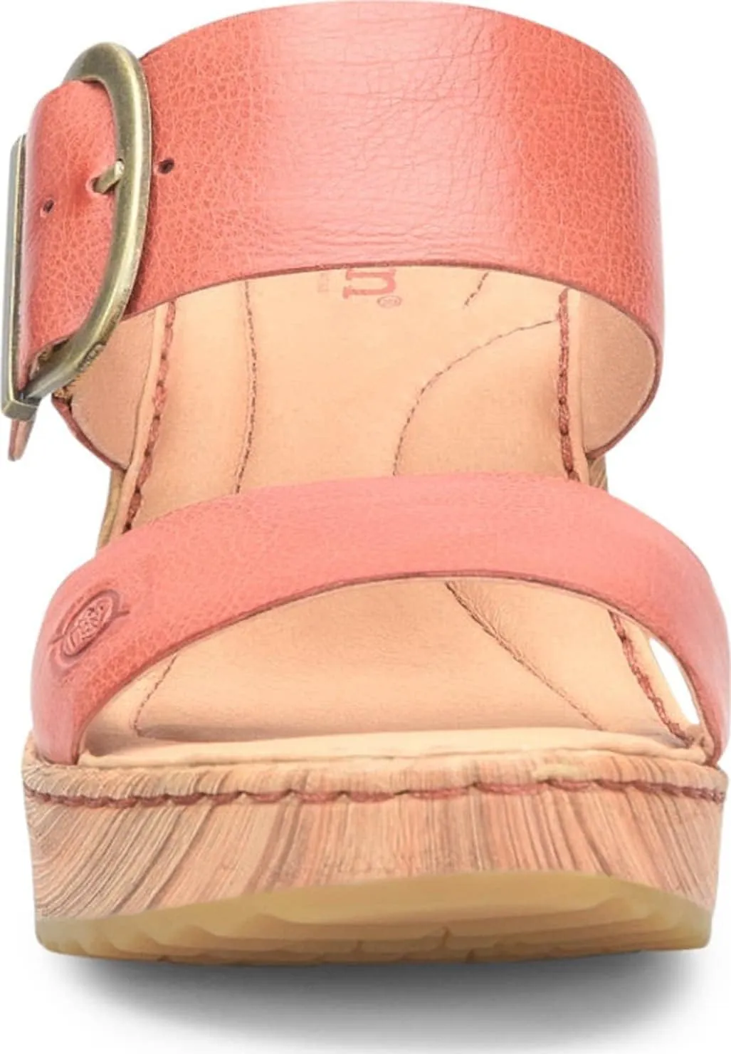 BORN Womens Buckle Leather Wedge Sandals