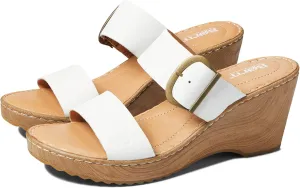 BORN Womens Buckle Leather Wedge Sandals