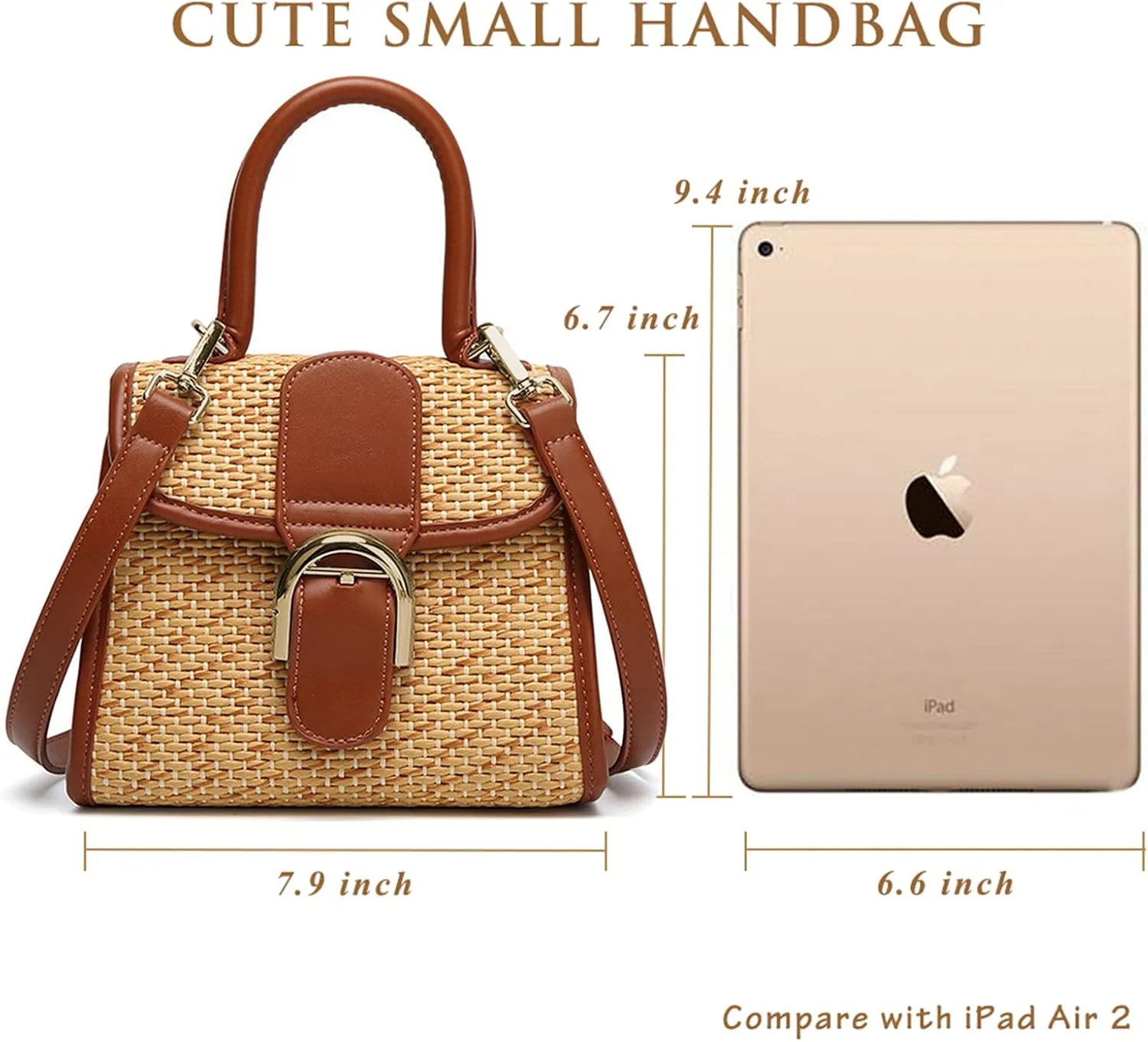 boshiho Retro Straw Woven Handbag Womens Small Cross Body Bag Shoulder Messenger Satchel