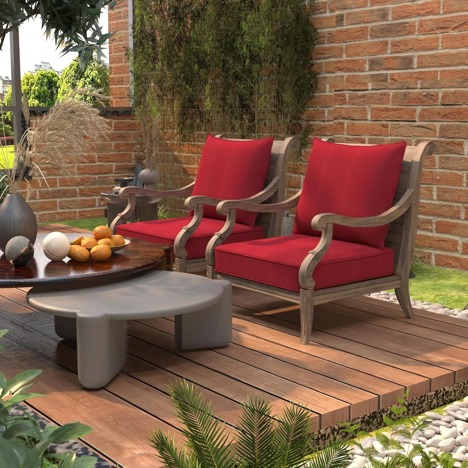 BOSSIMA Outdoor Patio Cushions Deep Seat Chair Cushions Furniture Cushions White, Sunbrella Canvas Burgundy