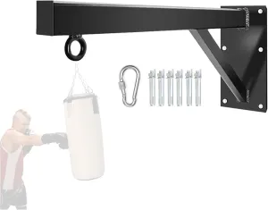 Boxing Bag Bracket, Punch Bag Wall Brackets Heavy Duty, Punch Bags Heavy Duty Wall Brackets Include.Carabiner wth Lock, Mounting Screws, Resilient Punch Bag Hook for Boxing Fitness at Home