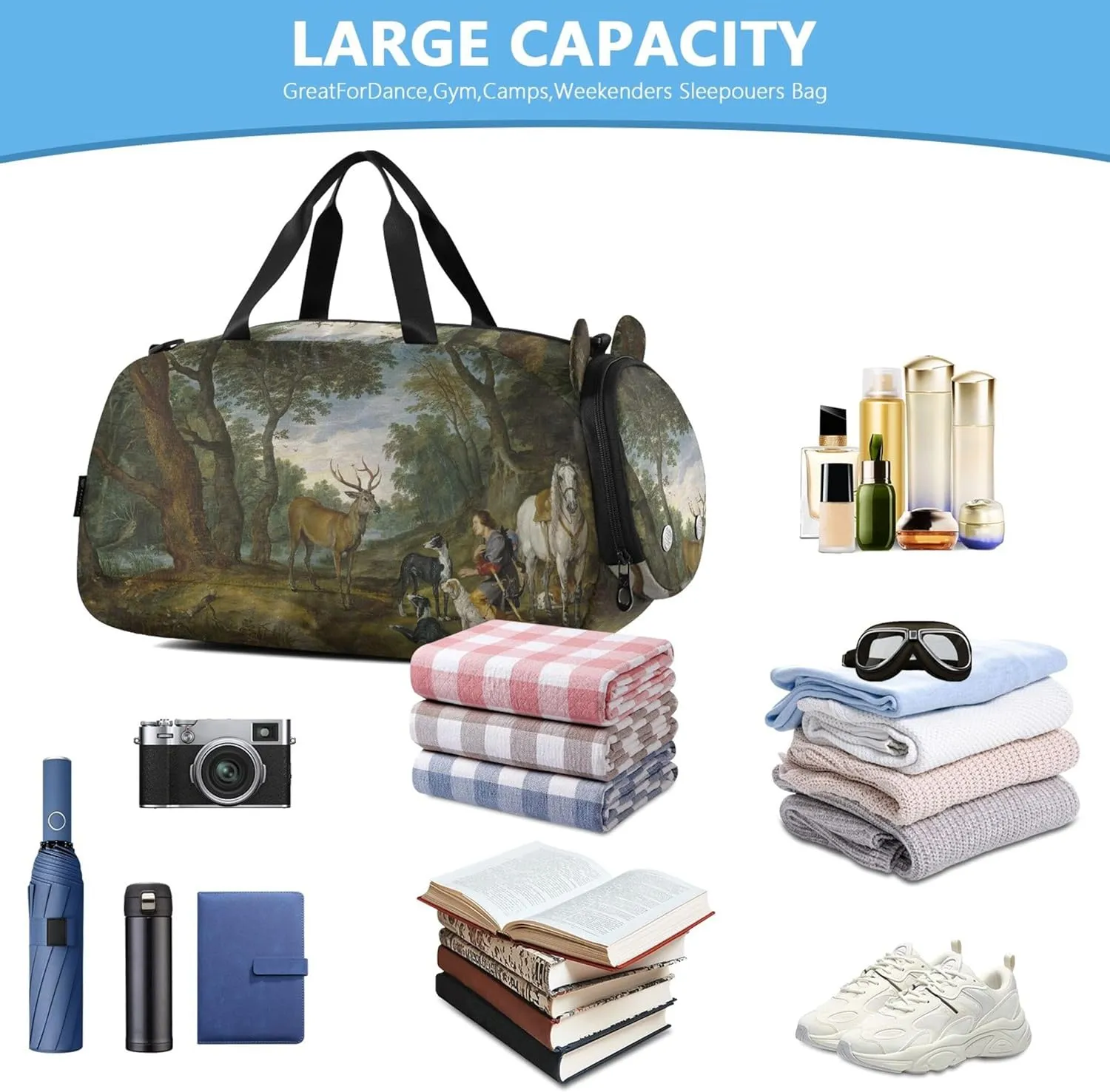 Boys Carry on Duffel Toddler Weekender Bags Girls Duffle Bags for Travel Duffle Bag for Kids Rubens Prints Miracle Saint Hubert