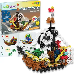 Brain Flakes Pirate Ship Building Set with Detailed Step by Step Instructions Booklet - 796 Pieces