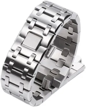 Brand Watchband 28mm Full Stainless Steel Watch Band Bracelet for Audemars and Piguet Strap Royal Oak Watchband for 15710 15703 (Color : Silver, Size : 28MM ap Mark)