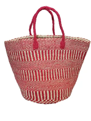 Brave Handmade Sisal Market Tote Bag, Vegan and Aesthetic Strip Design Grocery Shopper Bags for Women, Lightweight Large Straw Organizer Purse, Reusable Summer Beach Tote Handbag