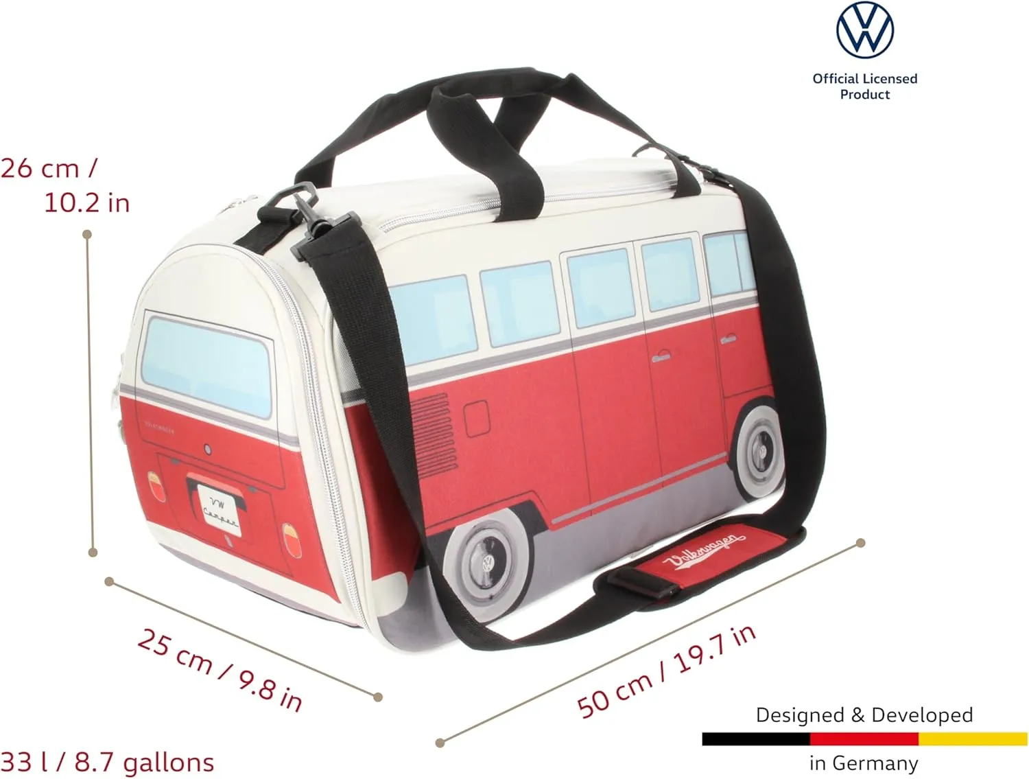BRISA VW Collection - Volkswagen Samba Bus T1 Camper Van Sport, Gym, Travel Bag, Duffel with Shoe & Wet Compartment