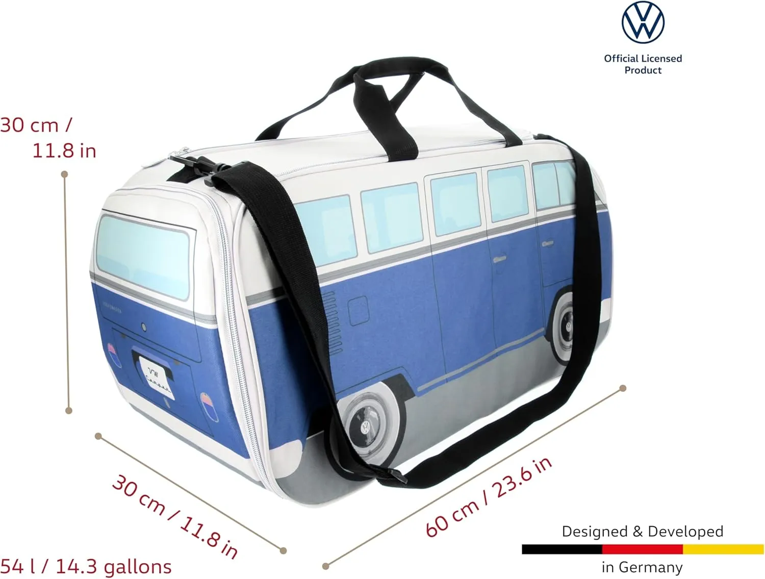 BRISA VW Collection - Volkswagen Samba Bus T1 Camper Van Sport, Gym, Travel Bag, Duffel with Shoe & Wet Compartment