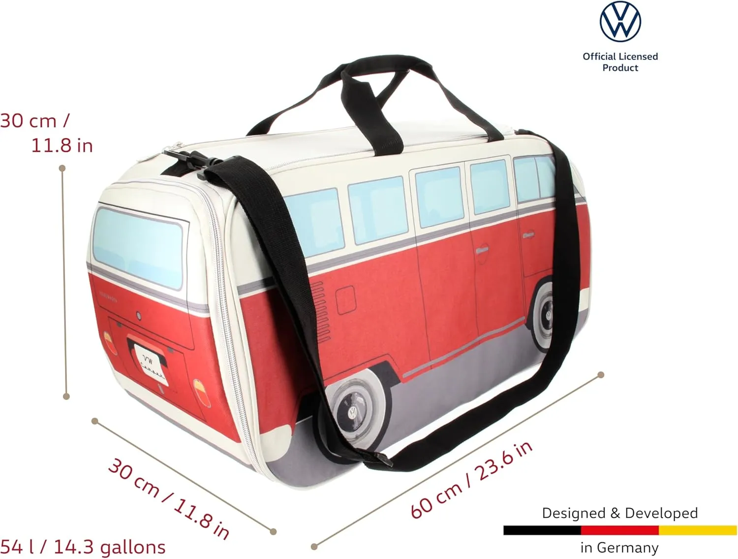 BRISA VW Collection - Volkswagen Samba Bus T1 Camper Van Sport, Gym, Travel Bag, Duffel with Shoe & Wet Compartment