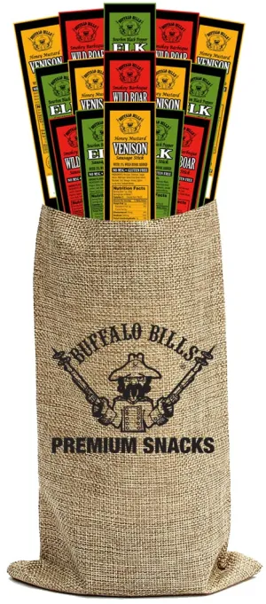 Buffalo Bills 15-Piece Exotic Game Stick Burlap Gift Wine Bags - Elk, Venison and Wild Boar