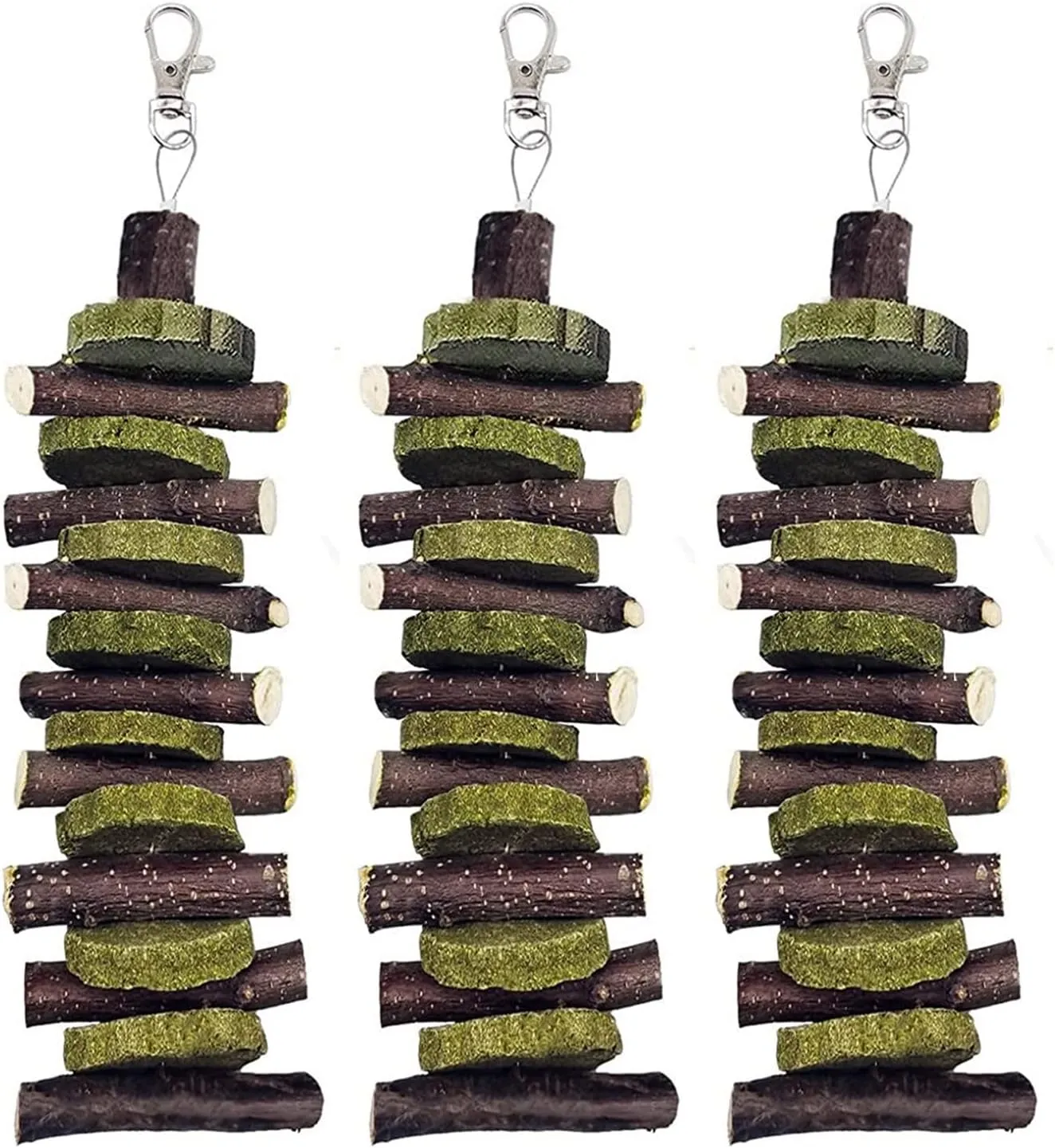 Bunny Chew Toys for Teeth,3Pieces Natural Fruit Twigs Handmade Timothy Alfalfa Hay Grass Cakes for Guinea Pigs Hamsters Dwarf Rabbits Chinchillas Gerbils Improves Dental Health