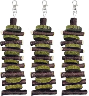 Bunny Chew Toys for Teeth,3Pieces Natural Fruit Twigs Handmade Timothy Alfalfa Hay Grass Cakes for Guinea Pigs Hamsters Dwarf Rabbits Chinchillas Gerbils Improves Dental Health