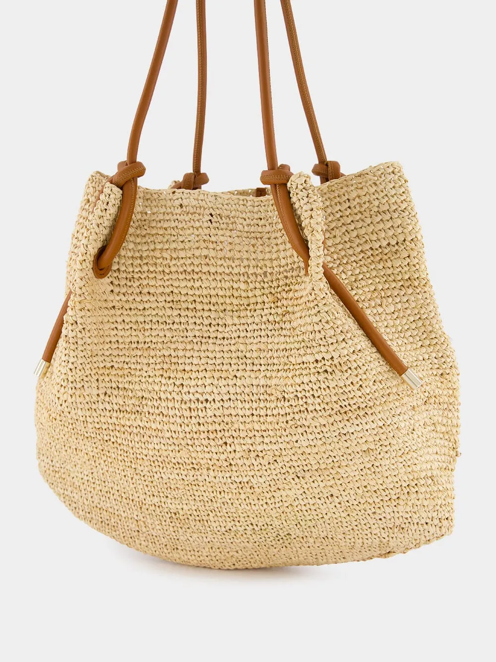 By My Side Raffia and calf leather Tote