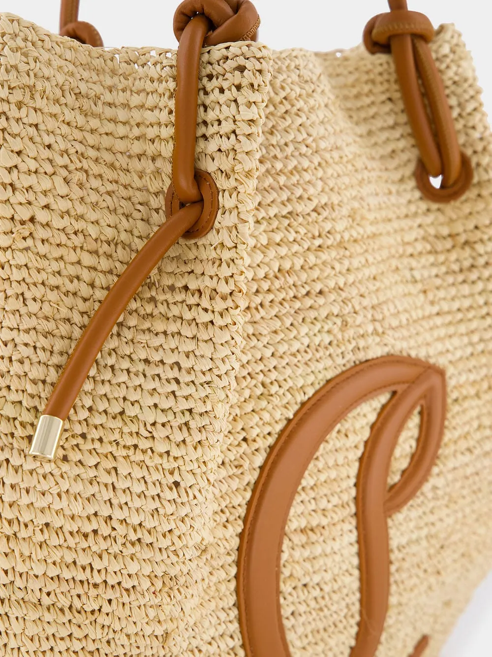 By My Side Raffia and calf leather Tote