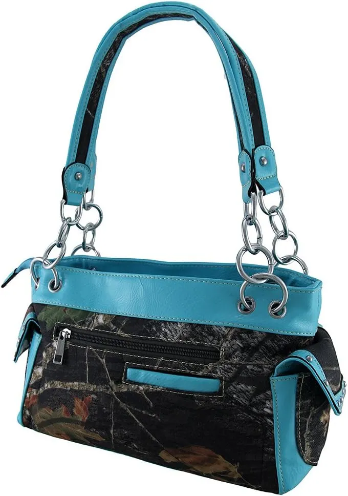 Camouflage Rhinestone Western Buckle Purse/Wallet Set (Turquoise)