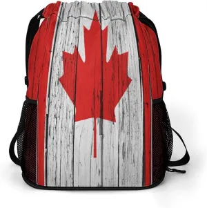 Canada Flag Grunge Wood Gym Bag Workout Gym Backpack with Shoe Compartment Sports Bags for Women Men