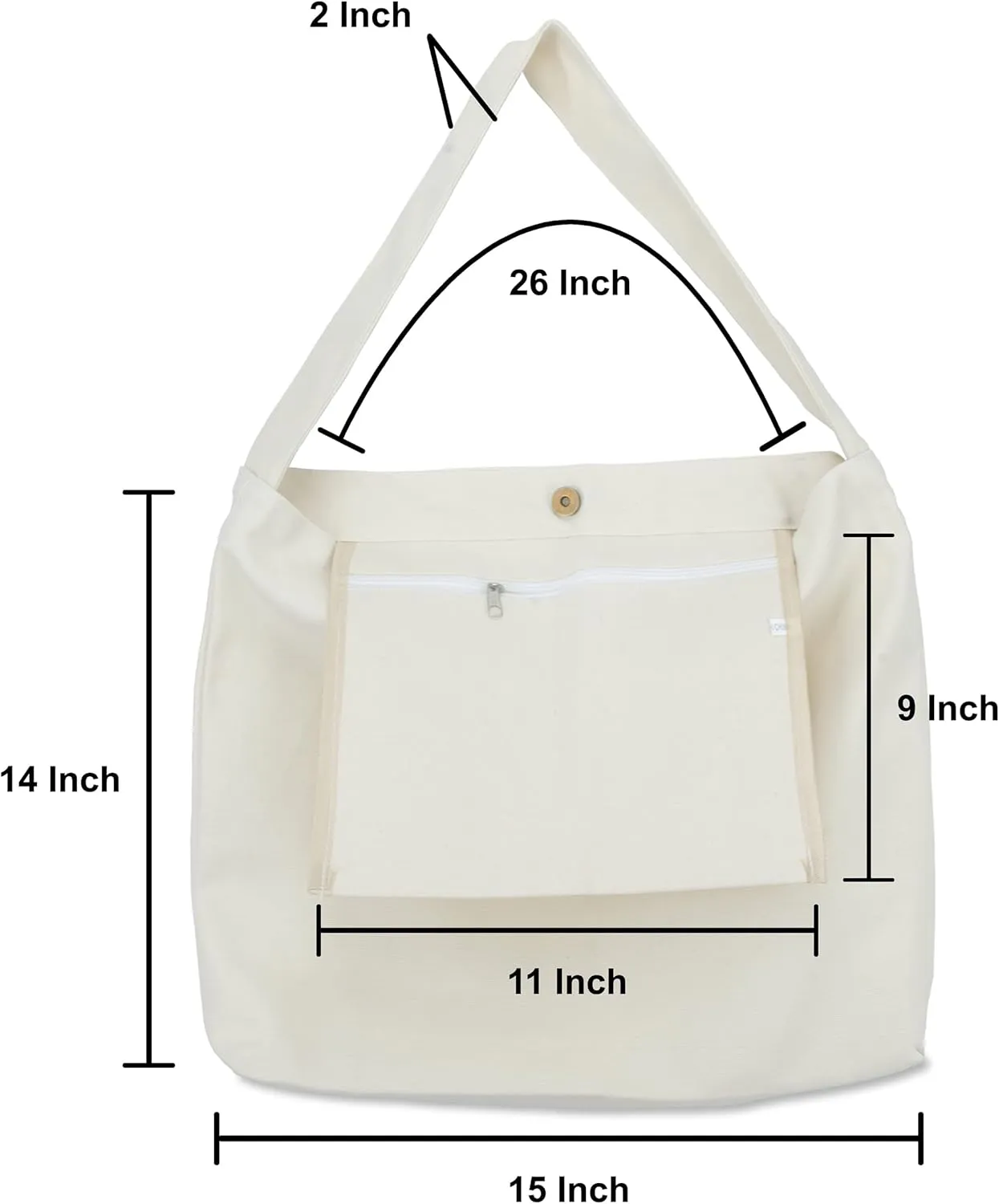 Canvas Bag with Magnetic Snap Large Size Simple Design Thick and Sturdy