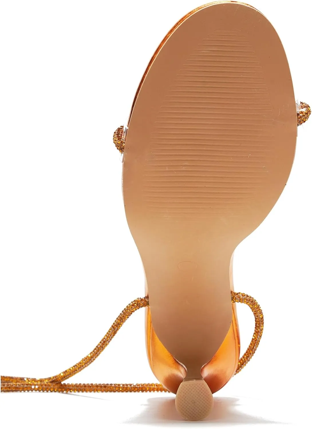 Cape Robbin Women's Strappy Heeled Sandals - Lace-Up Stiletto Heels with Rhinestone Embellishment (Lurex)