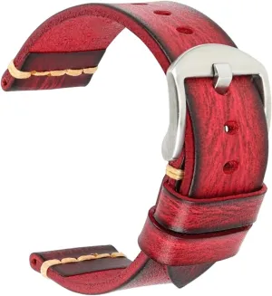 CAREG Handmade Watch Band 20mm 22mm Cow Leather Watch Strap Vintage Watchband With Stainless Steel Buckle Compatible With Panerai Fossil Durable