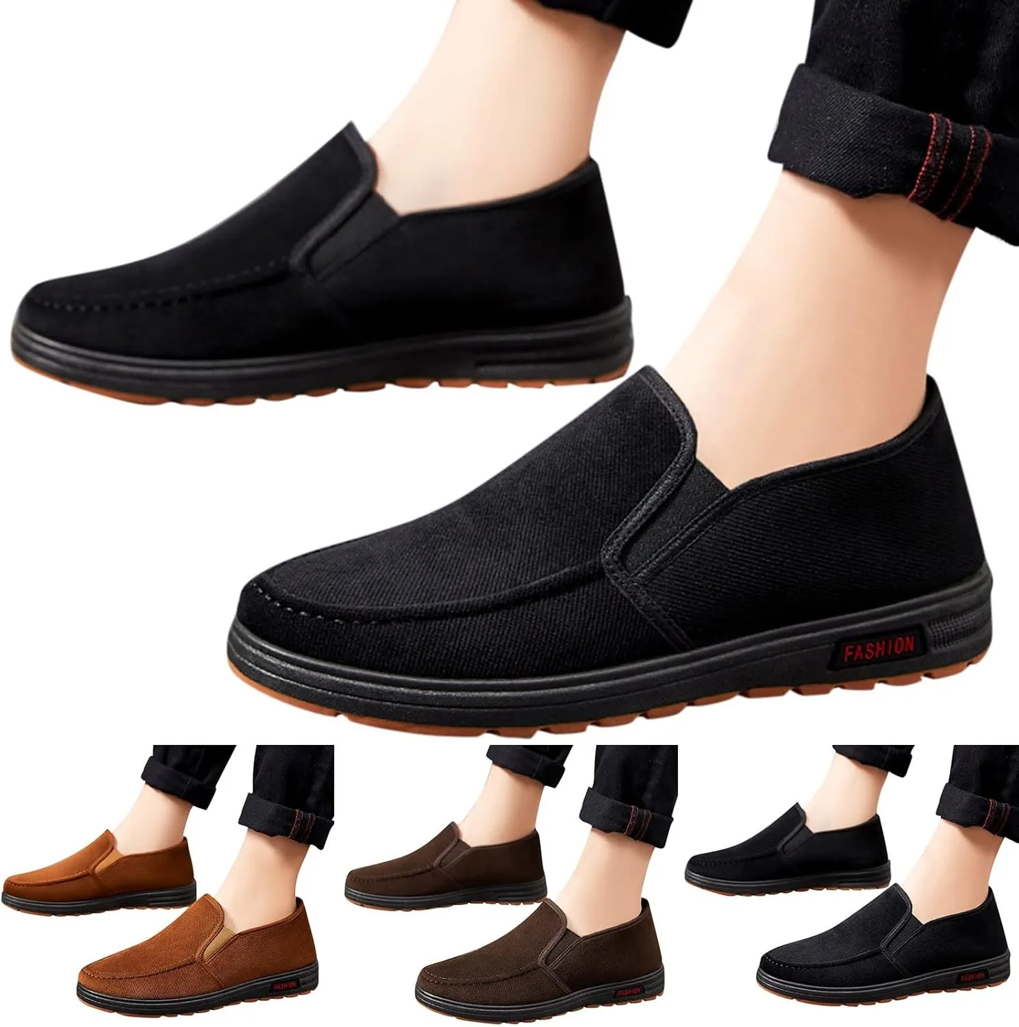 Casual Dress Shoes for Men 13 Fashion Autumn and Winter Men Casual Shoes Flat Non Slip Canvas Upper Chukka Men Shoes