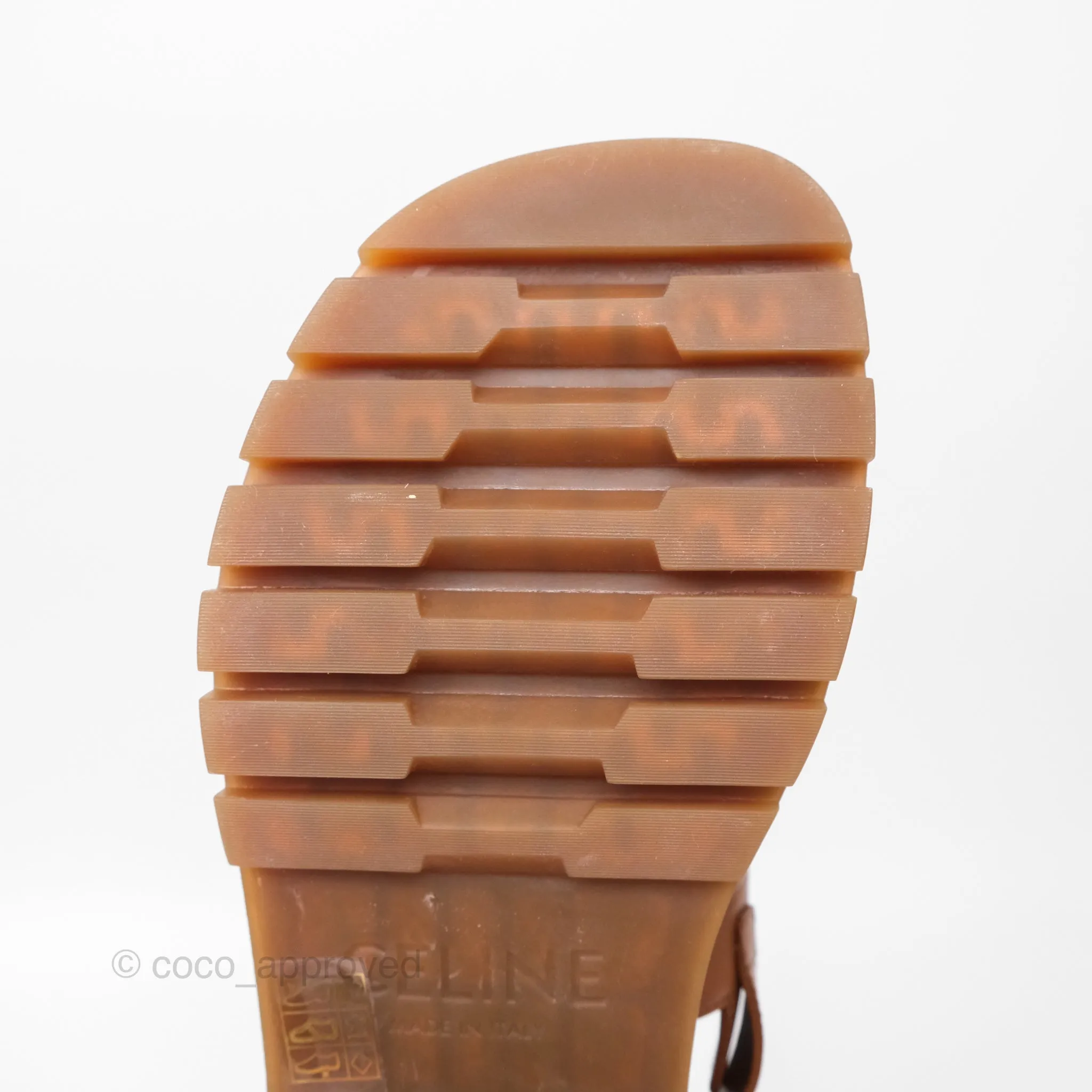 Celine Clea Triomphe Sandals Calfskin Vegetal Tanning & Canvas Size 36