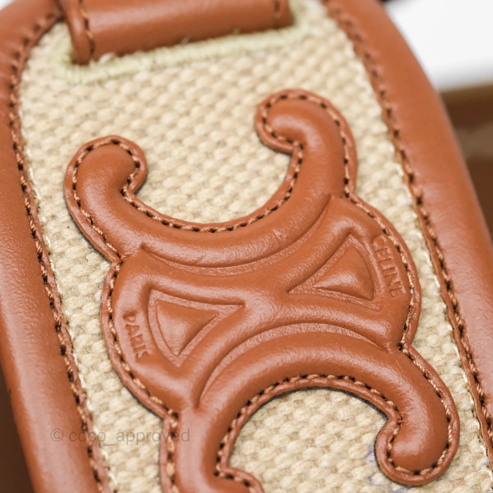 Celine Clea Triomphe Sandals Calfskin Vegetal Tanning & Canvas Size 36
