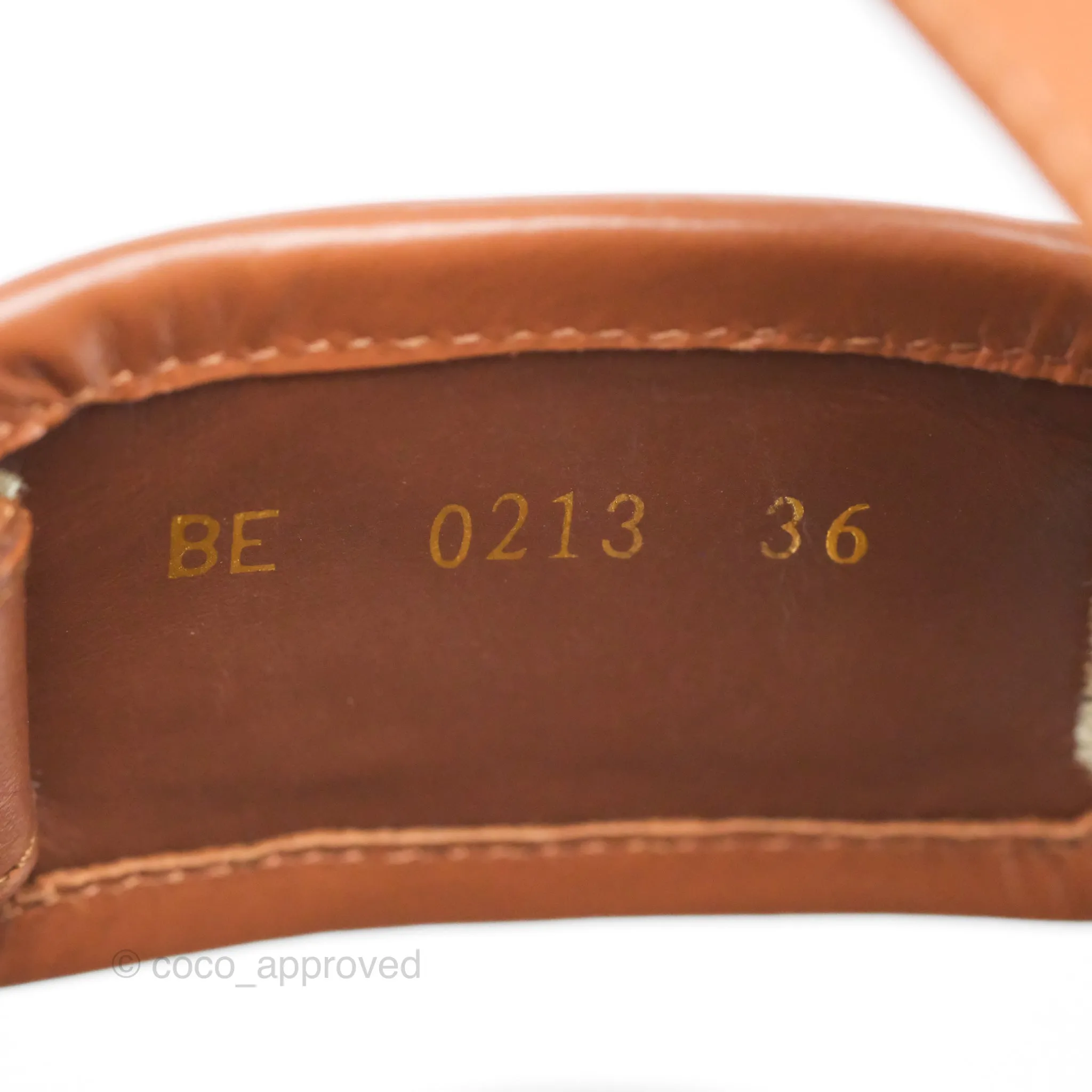 Celine Clea Triomphe Sandals Calfskin Vegetal Tanning & Canvas Size 36