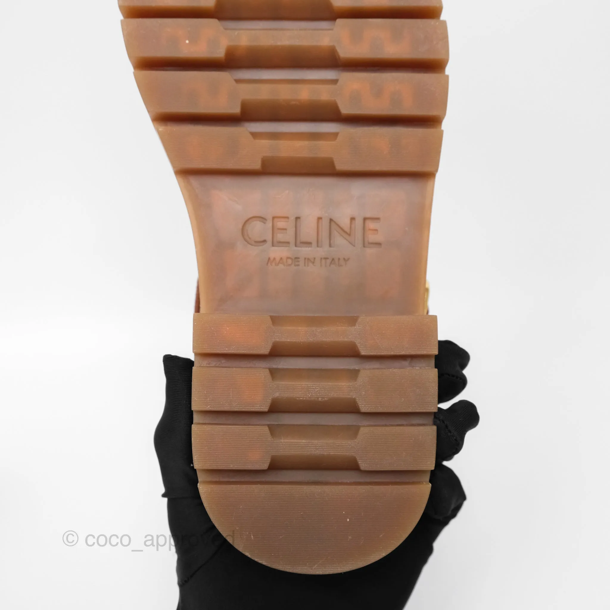 Celine Clea Triomphe Sandals Calfskin Vegetal Tanning & Canvas Size 36