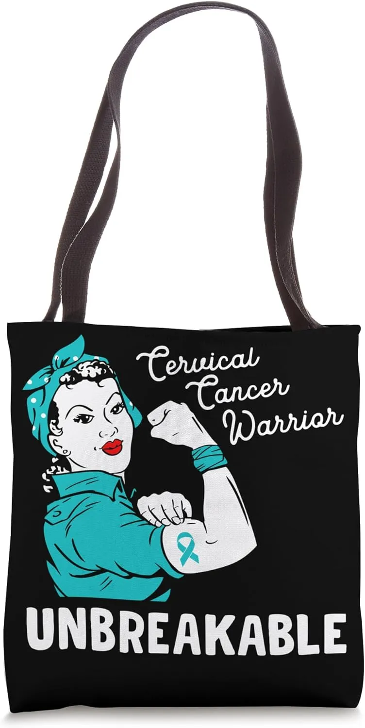 Cervical Cancer Warrior Unbreakable Strength Resilient Tote Bag