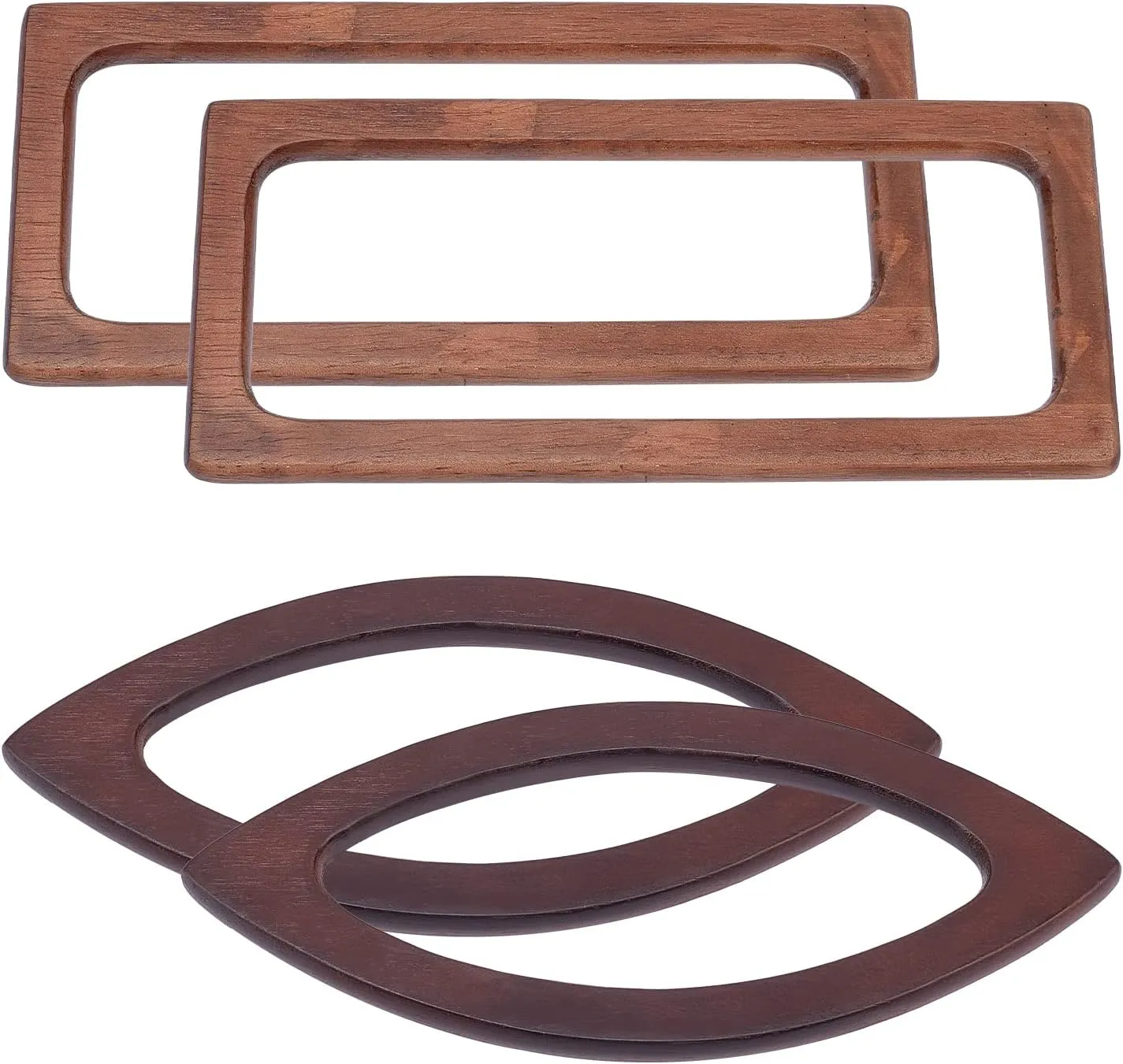 CHGCRAFT 4Pcs Oval Rectangle Wooden Bag Handle Replacement Handle Purse Handmade Bag Handles for Handbag Crafting