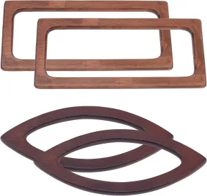 CHGCRAFT 4Pcs Oval Rectangle Wooden Bag Handle Replacement Handle Purse Handmade Bag Handles for Handbag Crafting