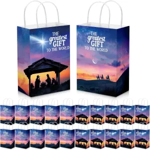 Cholemy 50 Pcs Christian Gift Bags Greatest Religious Bags with Handle Holy Family Bag Christmas Party Jesus Gifts for Holy Nativity Holiday Religious,5.91 x 3.15 x 8.27 Inches