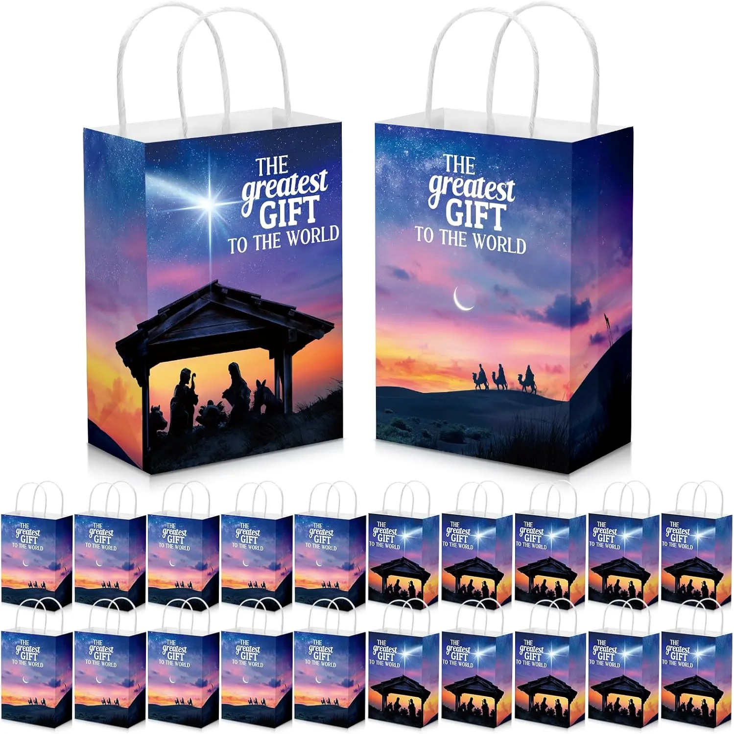 Cholemy 50 Pcs Christian Gift Bags Greatest Religious Bags with Handle Holy Family Bag Christmas Party Jesus Gifts for Holy Nativity Holiday Religious,5.91 x 3.15 x 8.27 Inches