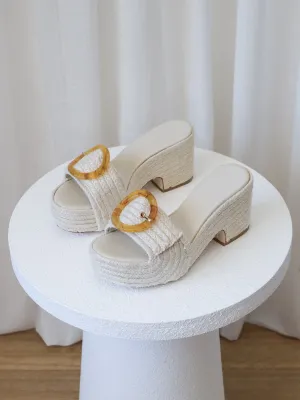 'Cleia' Raffia Platform Sandals, Size 38.5