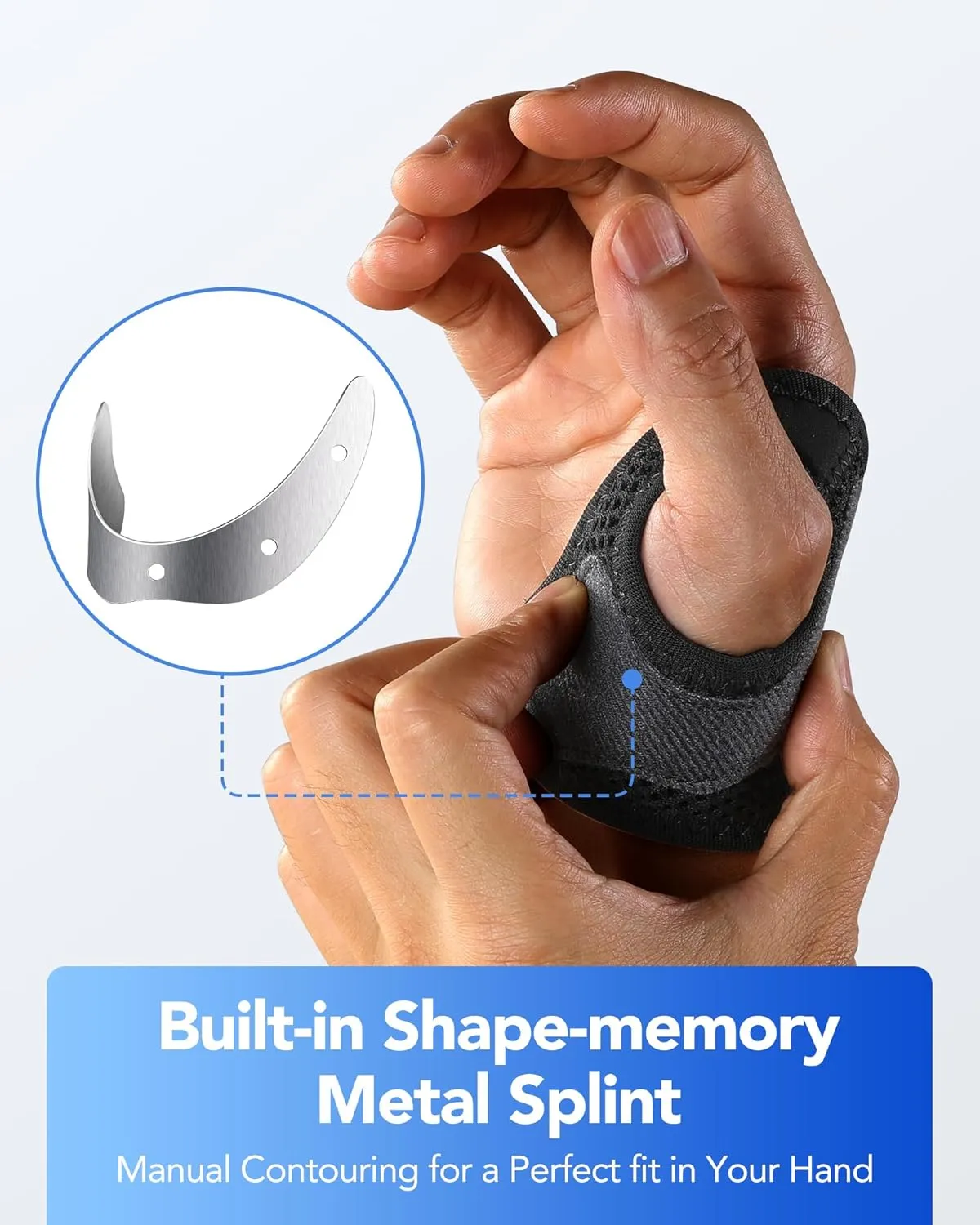 CMC Thumb Brace with Shape-memory Restriction Splint for Osteoarthritis, CMC Joint Thumb Arthritis Brace Stabilizer for Basal Thumb Arthritis Pain Relief and Support, Medium, Right Hand, 1 Pack