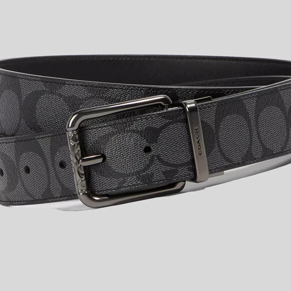 COACH Harness Buckle Cut To Size Reversible Belt, 38 Mm Charcoal/Black RS-91283