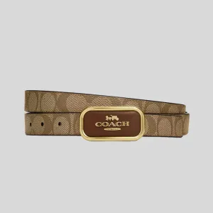 COACH Women's Signature Buckle Cut To Size Reversible Morgan Belt Khaki Saddle RS-CR436