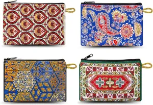 Coin Purse Authentic Patterned Versatile Purse Woven Zipper Pouch Keyring Pouch Coin Wallet Hip Purse Women Makeup Wallet (Set 02)