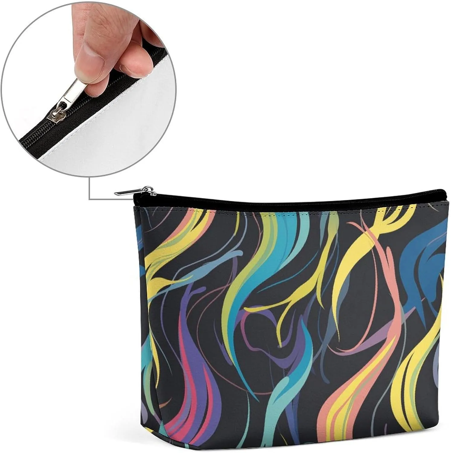 Colourful Feather Makeup Bag for Women Wide-Open Cosmetic Bag Travel Cosmetic Tote Bag Octopus Tentacle Toiletry Bag for Toiletry Bag Toiletries Accessories